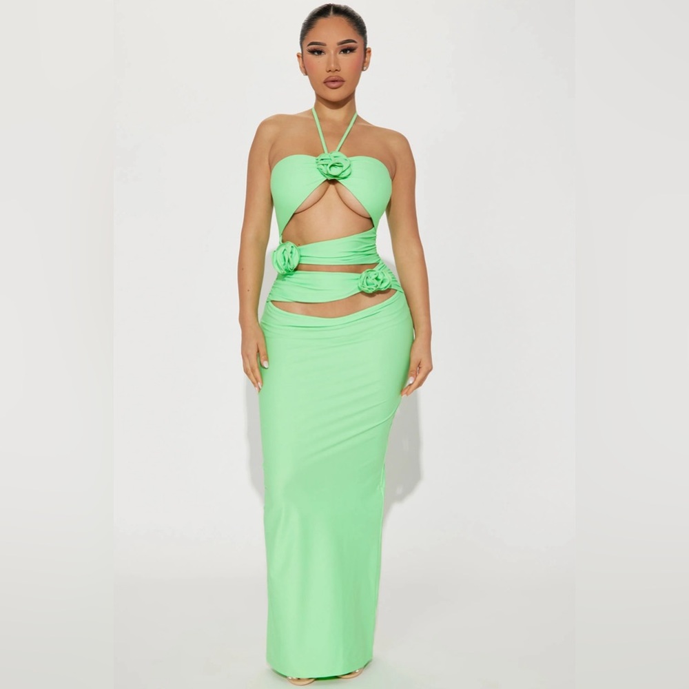 Casey Cut Out Maxi Dress - Lime